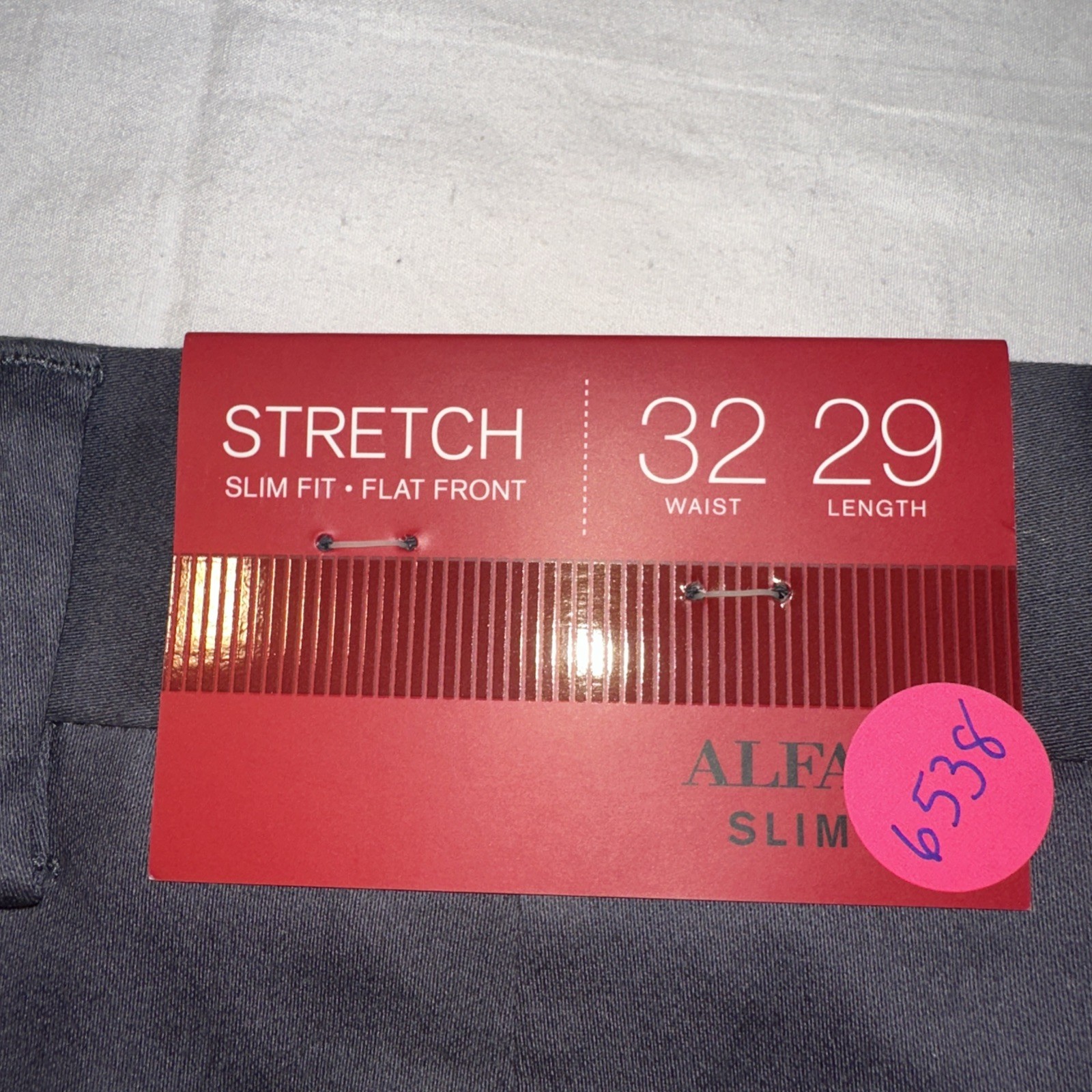 NWT Alfani Men’s 32 X 29 Gray Stretch Slim Fit Flat Front Dress Pants $60 gallery