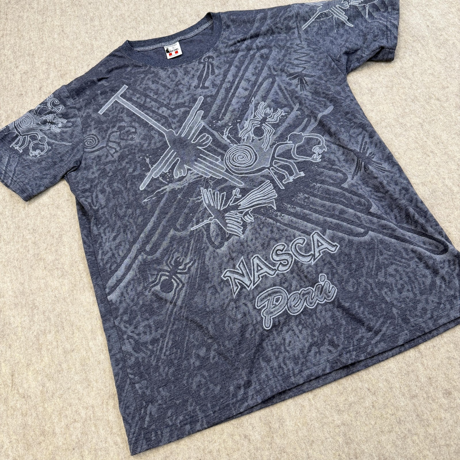 Nasca Lines Peru Shirt Mens Large Gray AOP Graphic Souvenir Rufyar's gallery