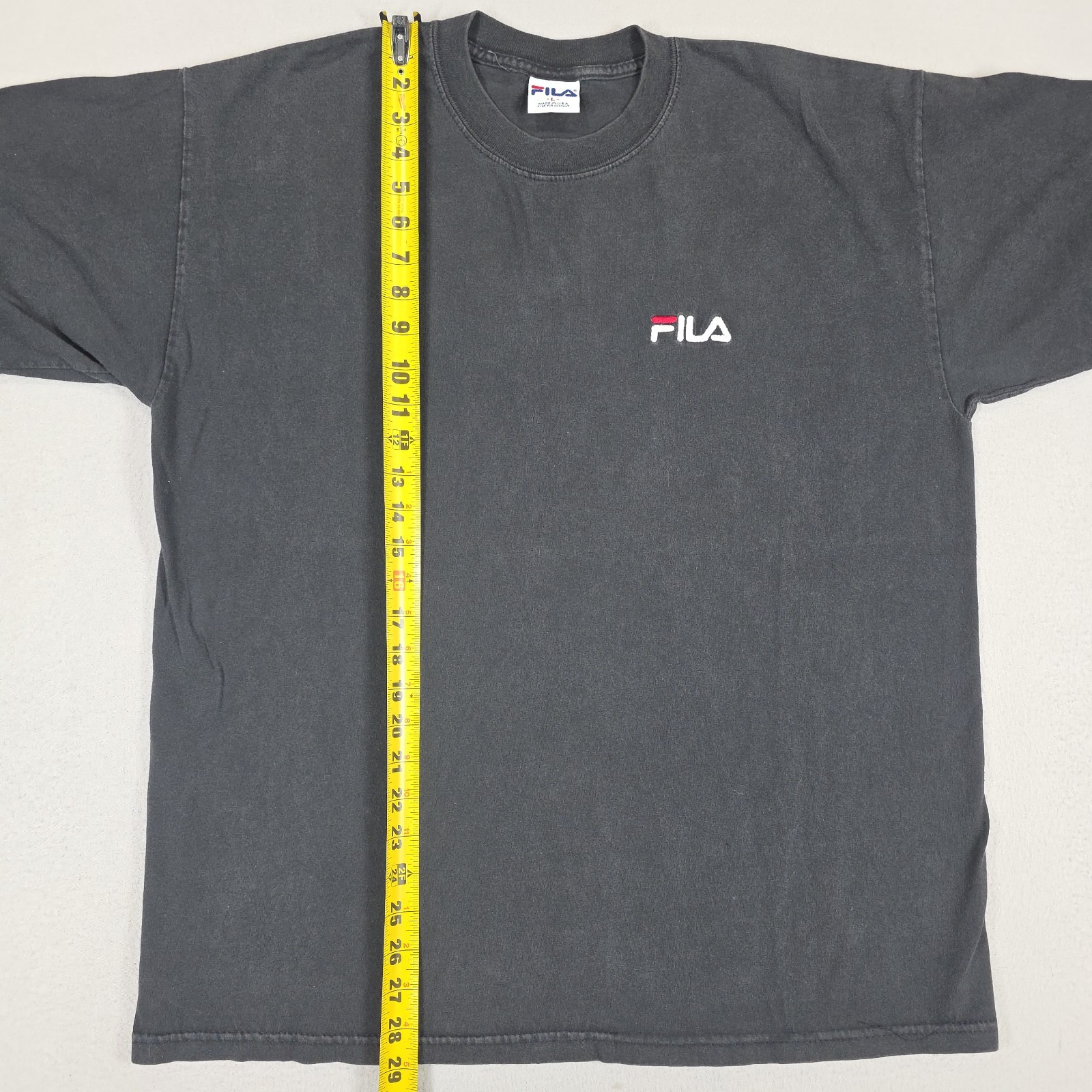 Vintage FILA Shirt Mens Large Black Faded Embroidered Logo Made in USA Sports gallery