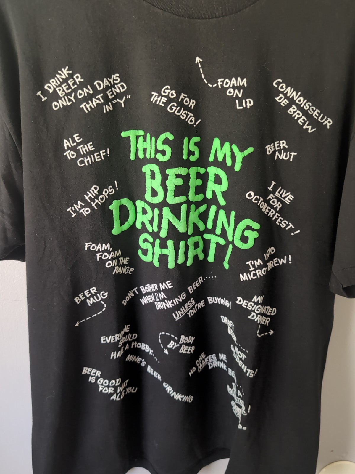 Vtg 90s This Is My Beer Drinking Shirt Black T Shirt XL 2 Sided Novelty Alcohol gallery