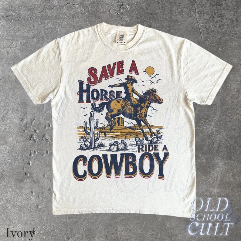 Save a Horse Ride a Cowboy Vintage 90s Graphic T-Shirt Western Tee gallery