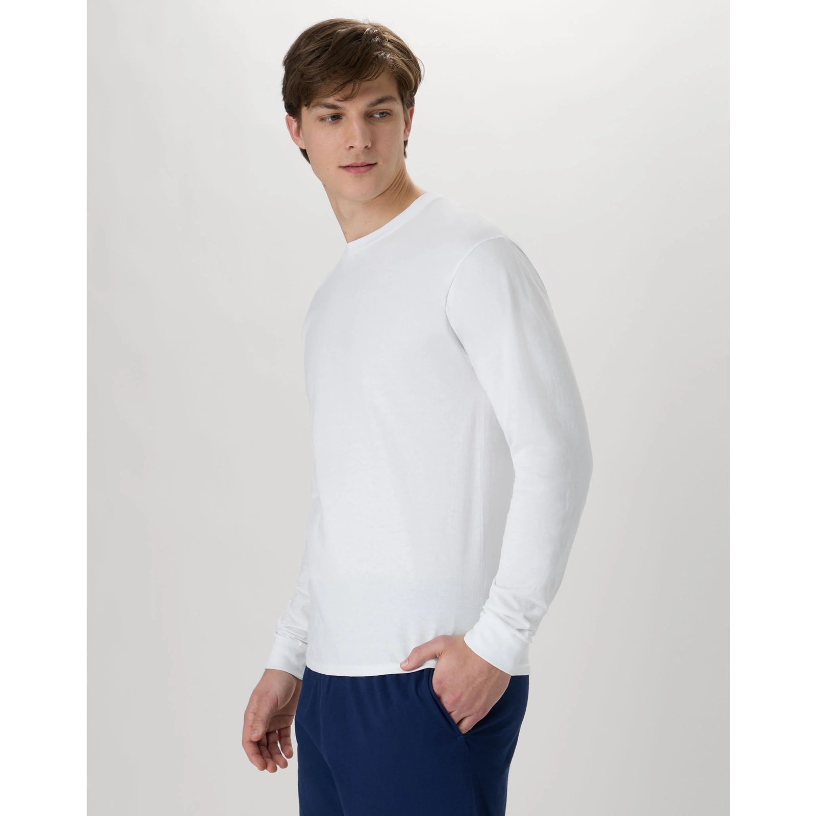 Hanes Essentials Mens Large White 2-Pack 100% Cotton Long Sleeve T-Shirt OS16-22