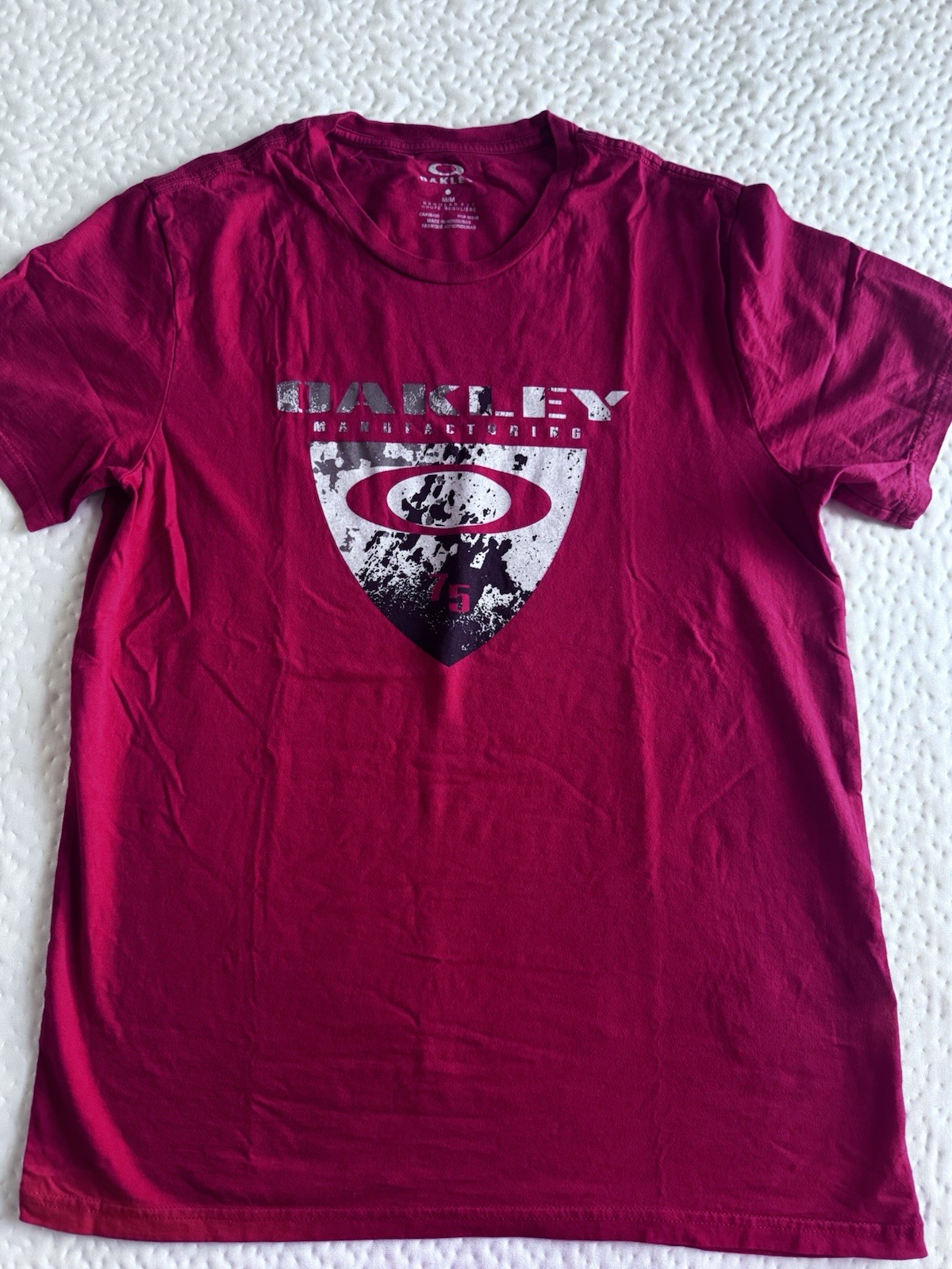 Oakley Men’s Red Graphic Logo Crew Neck Short Sleeve Cotton T-Shirt M Regular