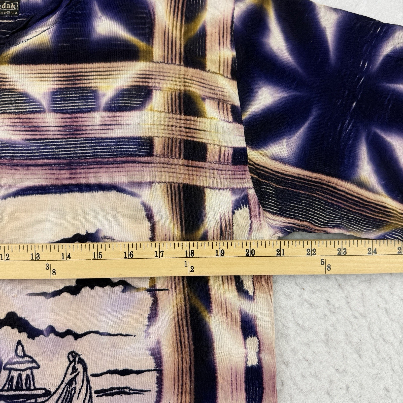 Legian Bali Shirt Mens Large L Purple Tie Dye Batik Abstract Henley Short Sleeve gallery
