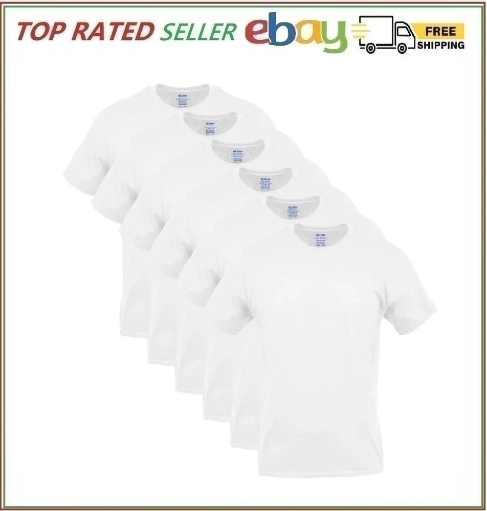 Gildan Men’s Crew T-shirts, Multipack, Style G1100, White 6-Pack ( Select Size)