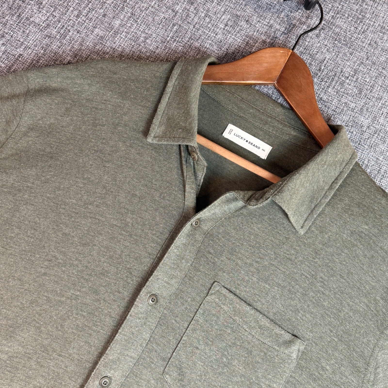 Mens Lucky Brand Henley Shirt | Size XXL | Olive Green Long Sleeve gallery