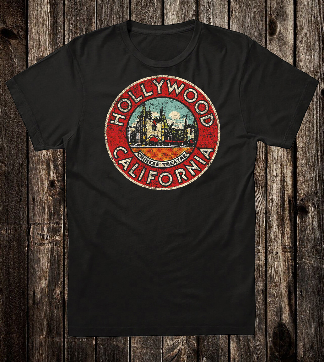 Retro Travel Tee T Shirt Souvenir California State Hollywood Chinese Theatre gallery
