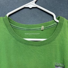 Port Authority Chevron Green Tee Shirt Embroidered Logo XL Corporate Merch