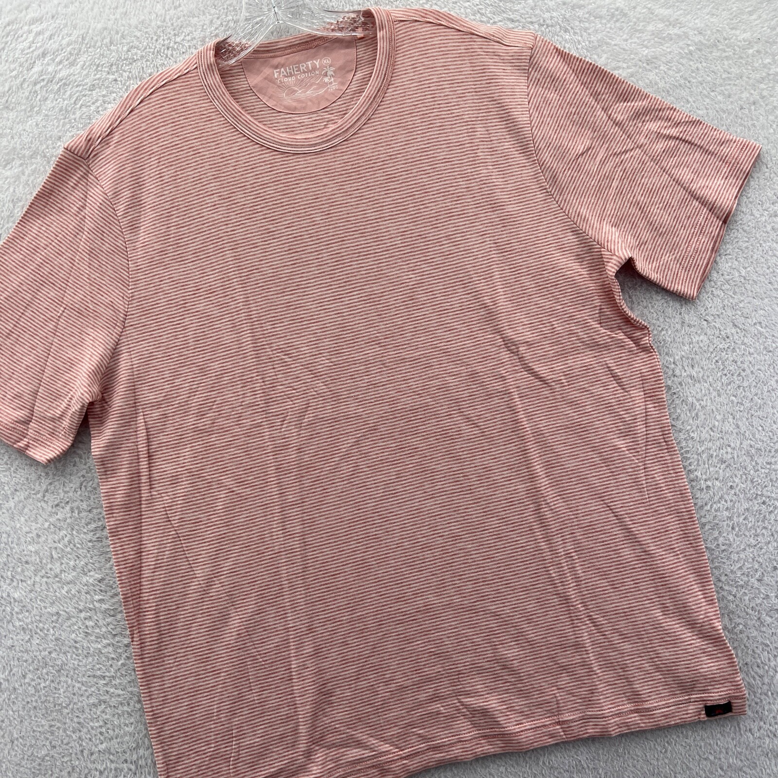 Faherty Striped Shirt Mens XL Orange Cloud Cotton Soft Short Sleeve Tee *B4 New gallery