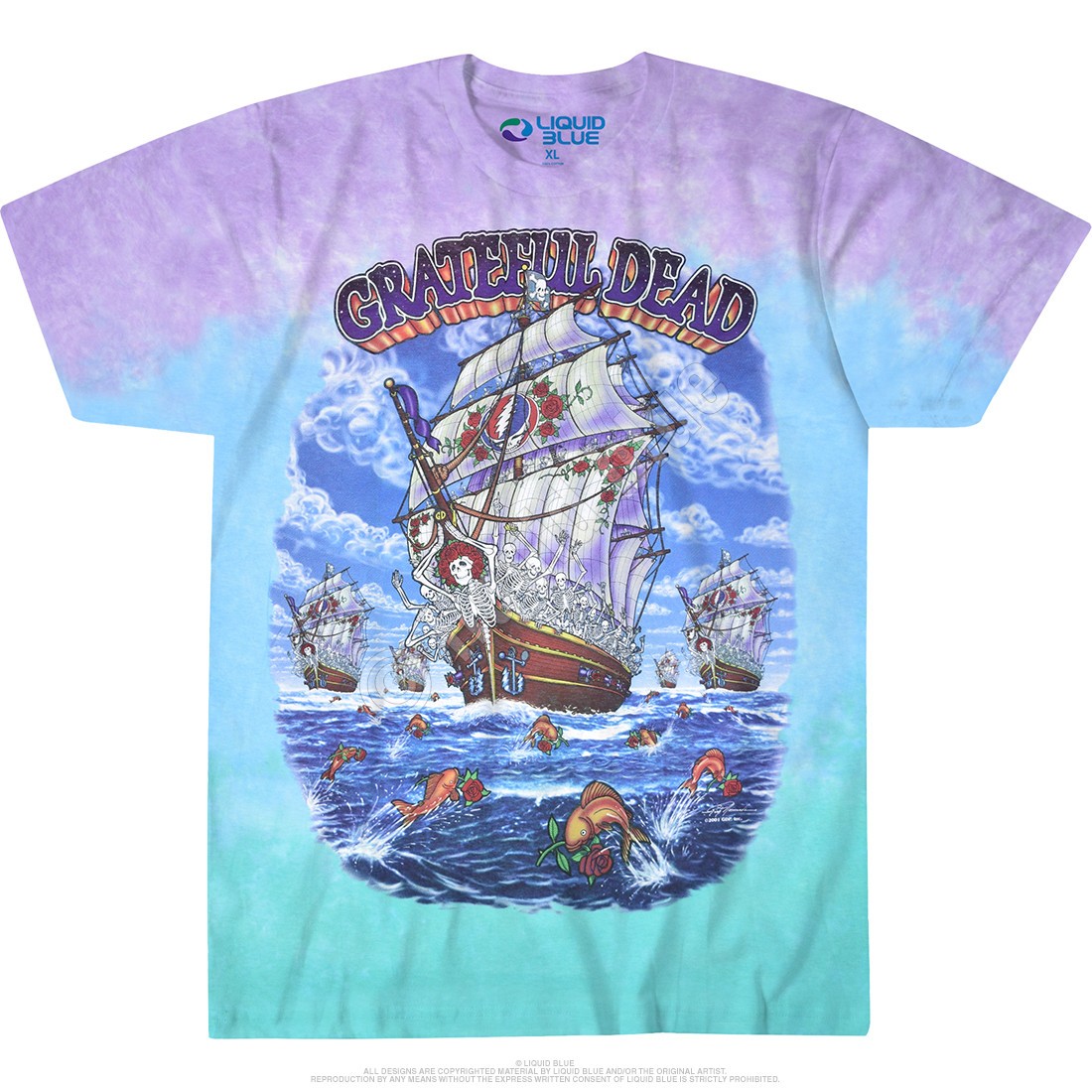 Grateful Dead Ship Of Fools Tie-Dye T-Shirt Liquid Blue gallery