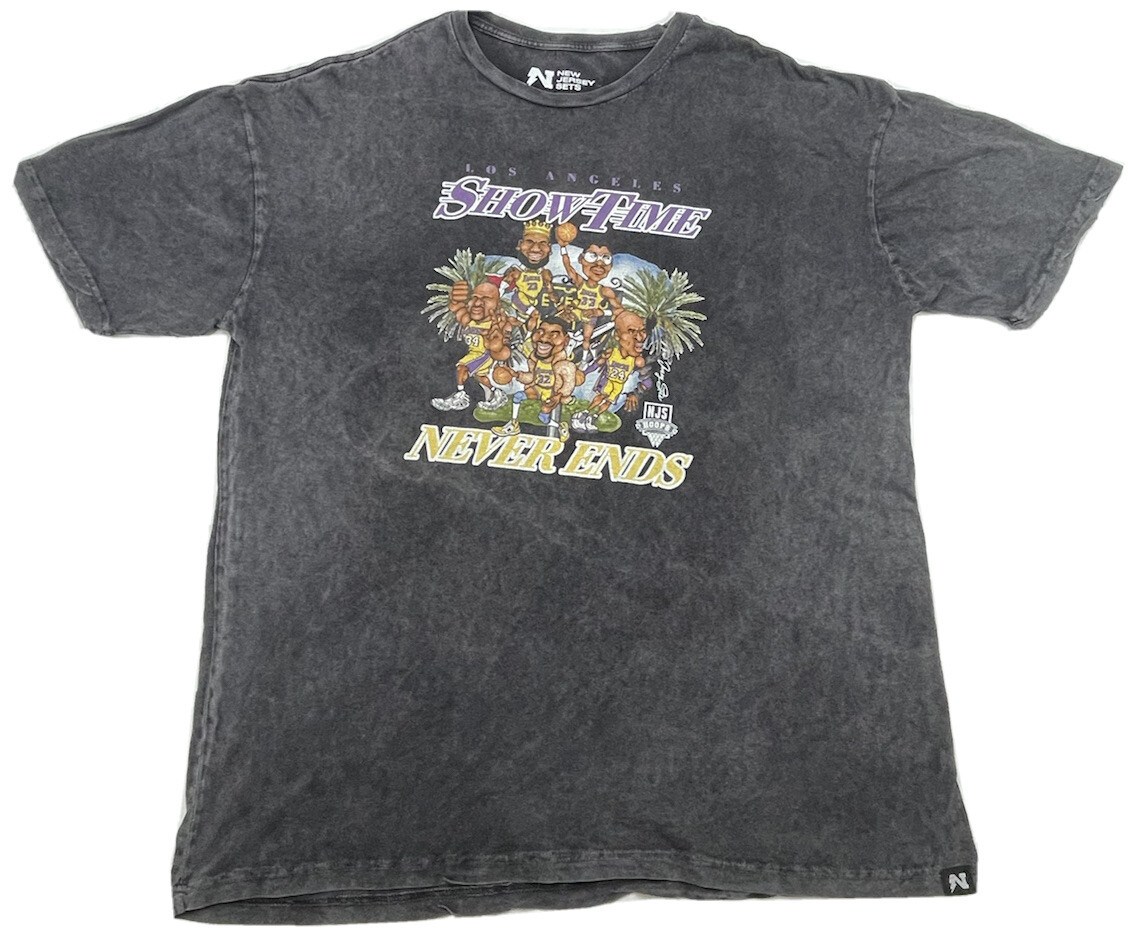 Los Angeles Lakers Showtime Never Ends Basketball Shirt Cartoon Legends 2XL Gray gallery