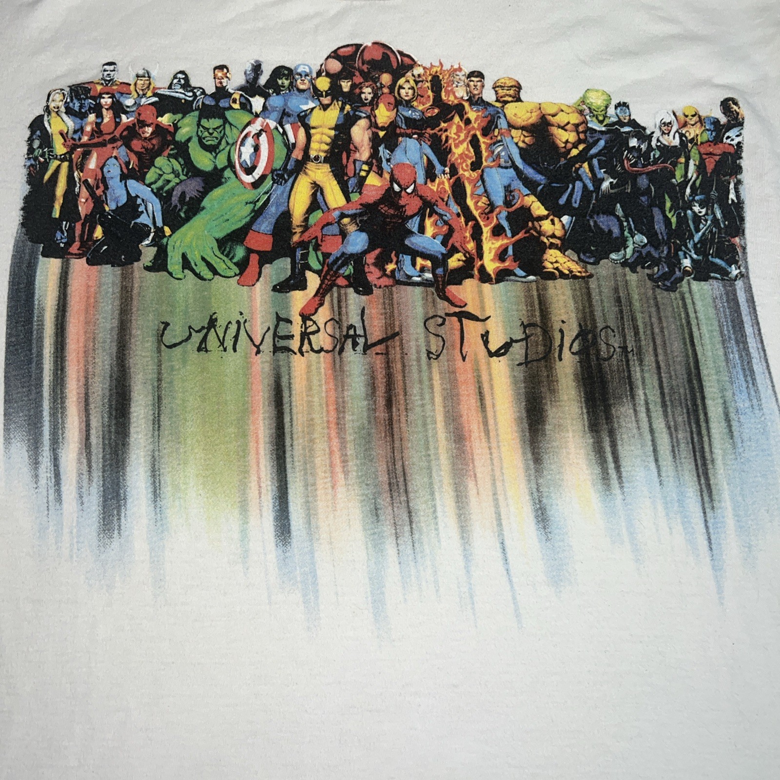 Universal Studios Marvels Hero’s/Villains Shirt Mens L Color Drip SpiderMan Hulk gallery