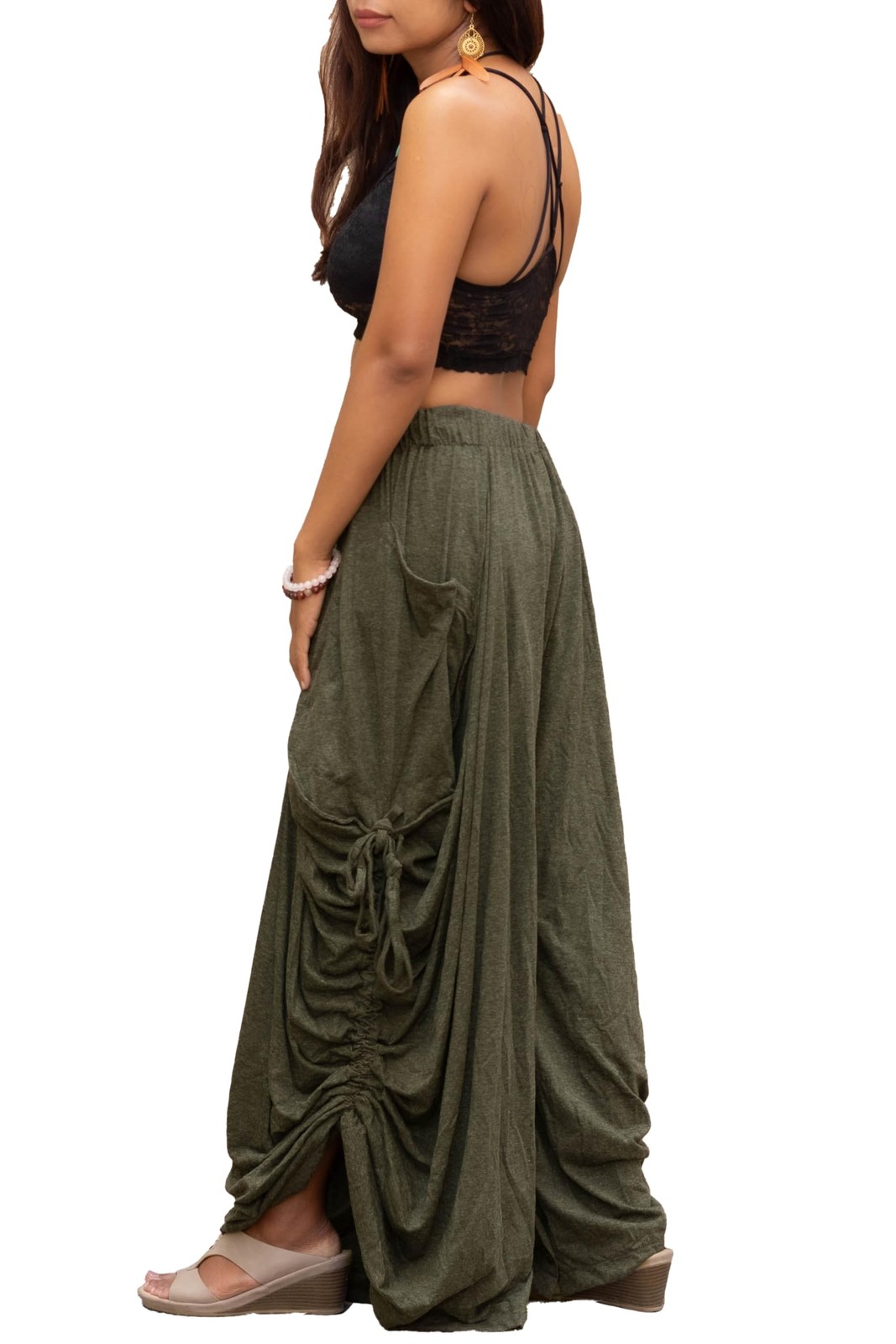 Thaluta Women's Palazzo Pants Wide Leg Lounge Convertible Maxi Skirt with Poc... gallery
