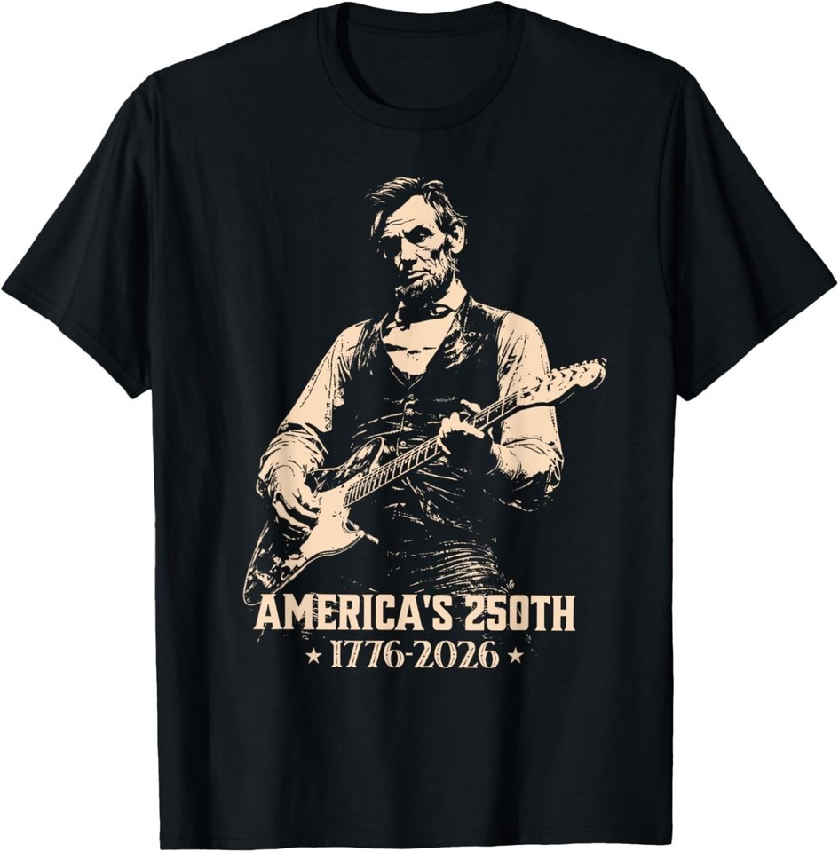 Vintage United States 250 Anniversary Abe Lincoln Guitar T-Shirt gallery