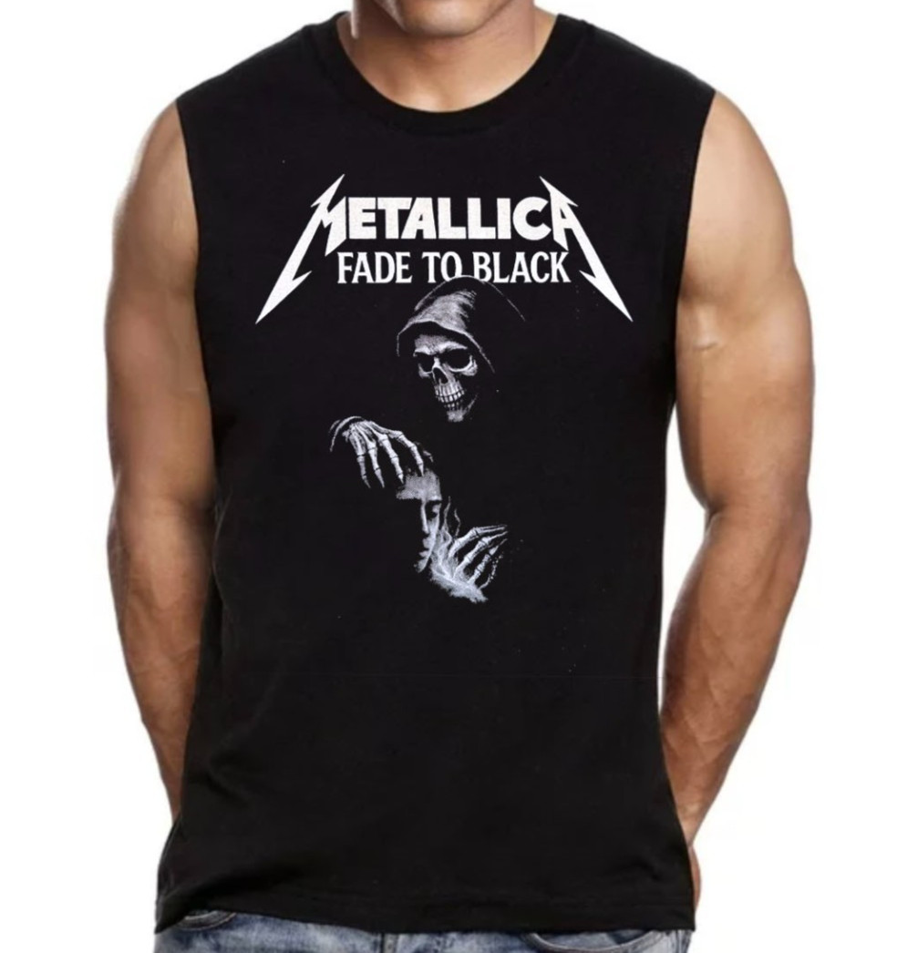 Metallica Fade to Black Heavy Metal Band Men’s Black Muscle Shirt