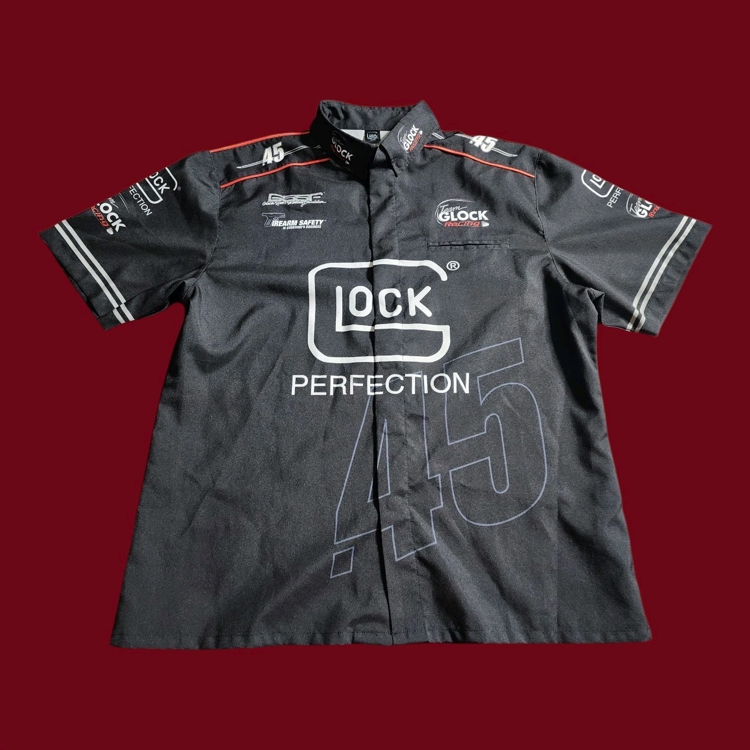 Mens XL Team Glock Perfection .45 Snap Shooting Jersey Shirt AOP gallery