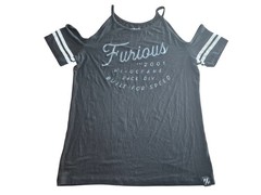 Fast & Furious Black Cold Shoulder T-Shirt Small