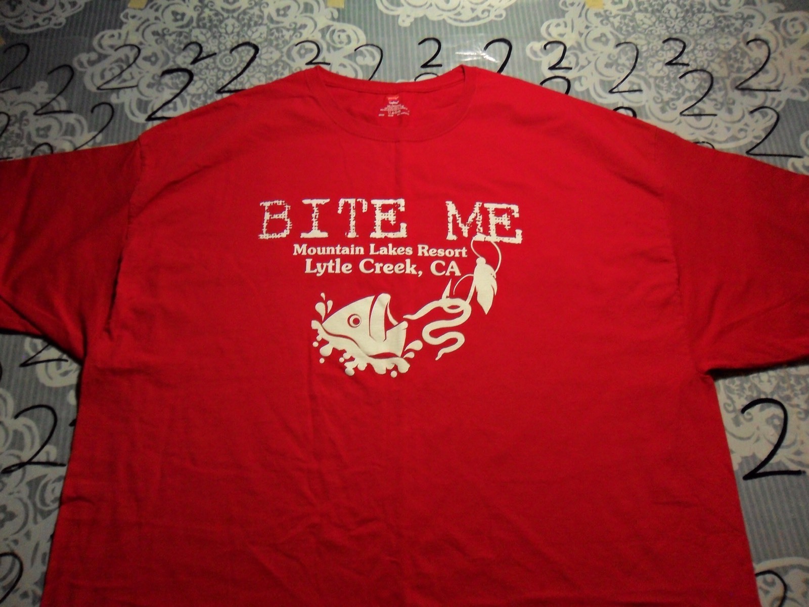 3XL Lytle Creek Bite Me Mountains Lakes Resort￼ California Fishing Shirt