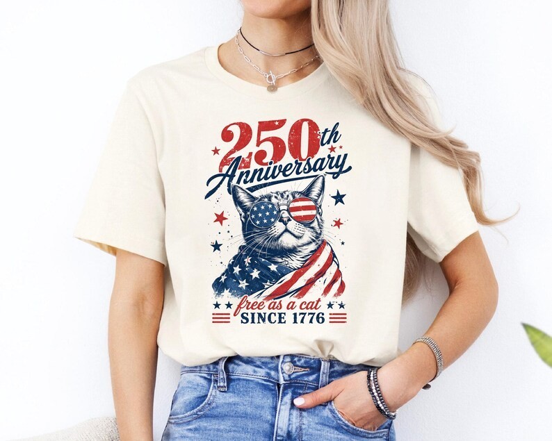 Free As a Cat Shirt, USA 1776–2026 T-Shirt, 250th Years of Shirt gallery
