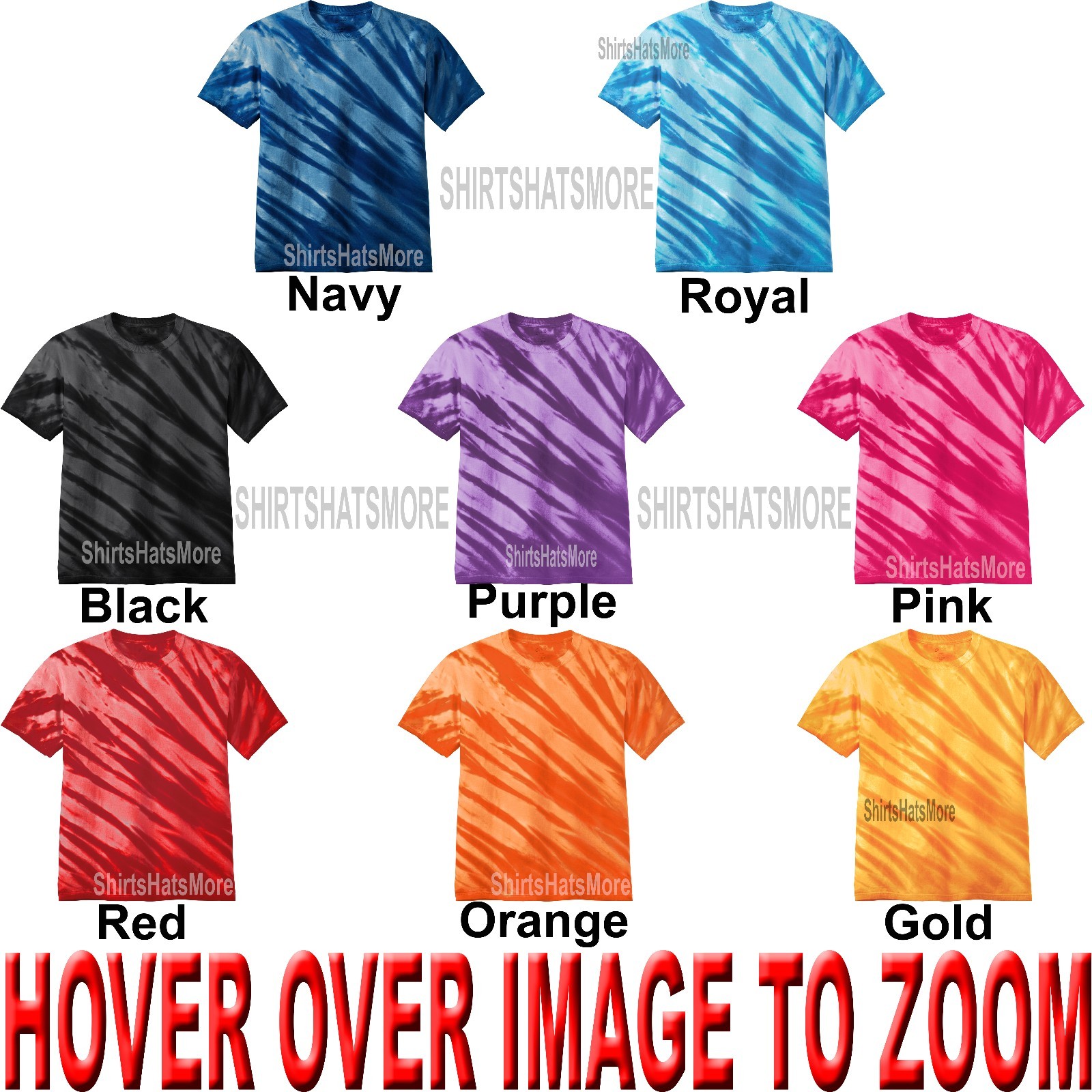 Tie Dye Mens T-Shirt S ,M, L, XL, 2X, 3X, 4X Blank Tye Dyed Tee Tiger Stripe NEW gallery