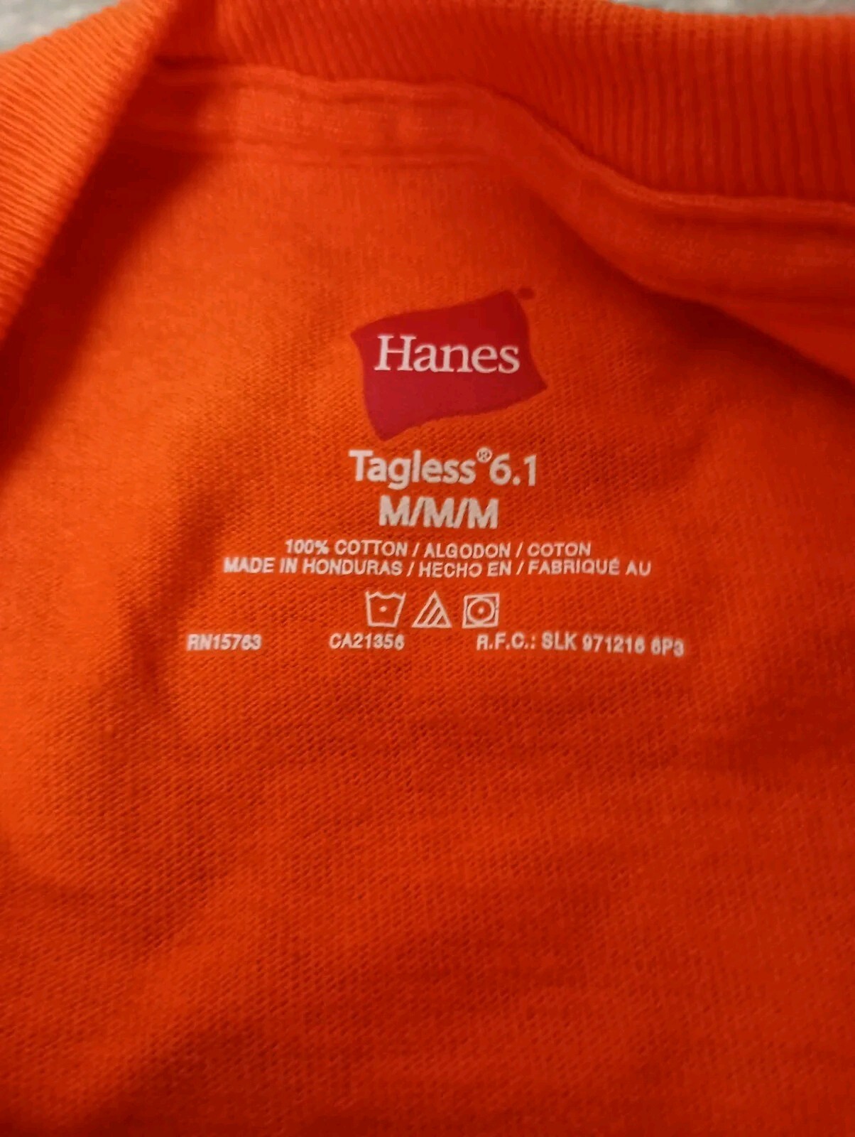 Hanes Tagless Safety Orange Long Sleeve T Shirt Men's Medium New gallery