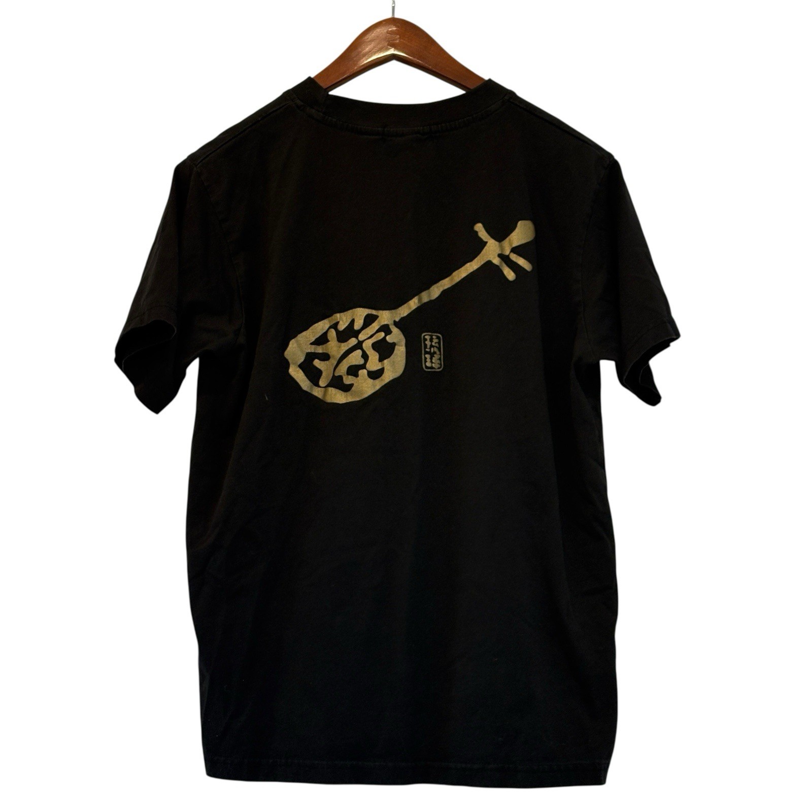 Ryukyu Shamisen Pattern Black Tee Shirt Mens Japanese Size Medium No Size Tag gallery