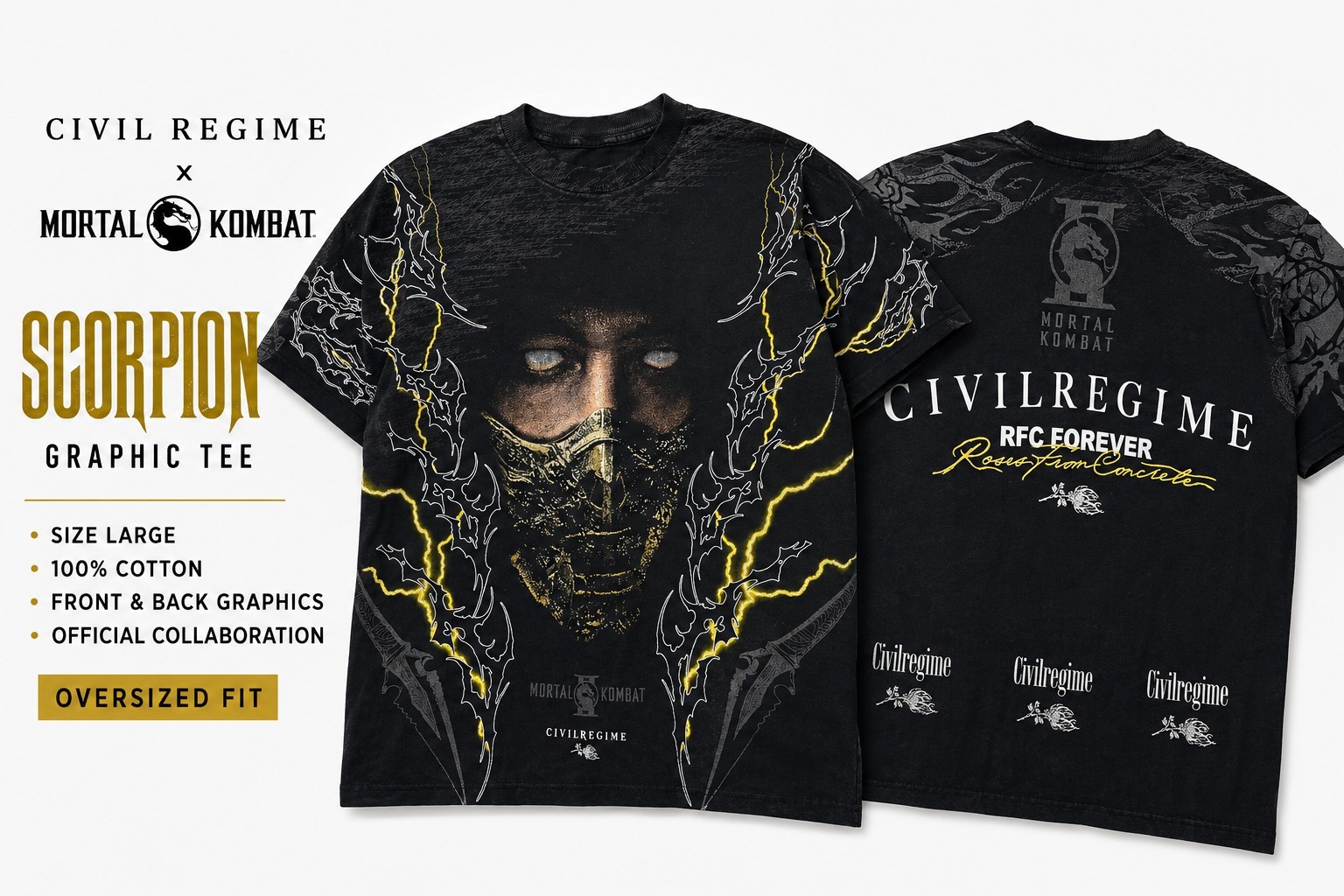 Civil Regime x Mortal Kombat Scorpion Graphic Tee Black Size Large gallery
