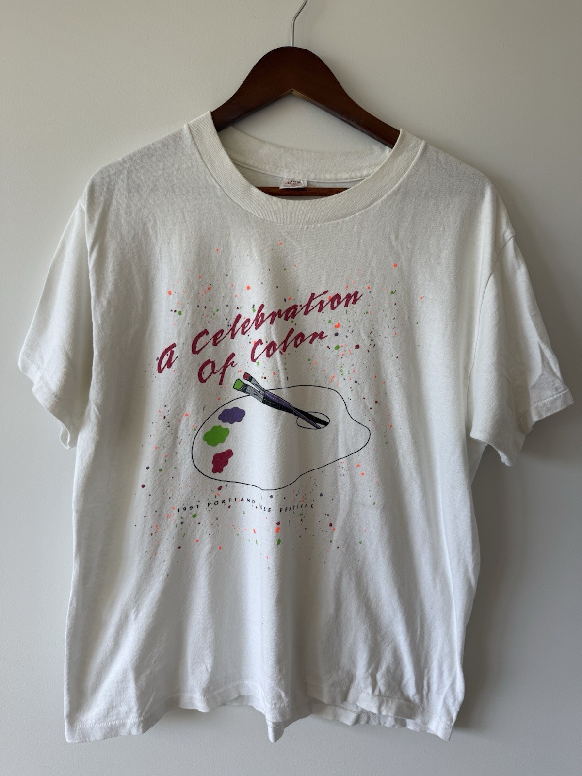 VINTAGE 1991 Portland Rose Festival A Celebration Of Color Graphic Art T-Shirt gallery