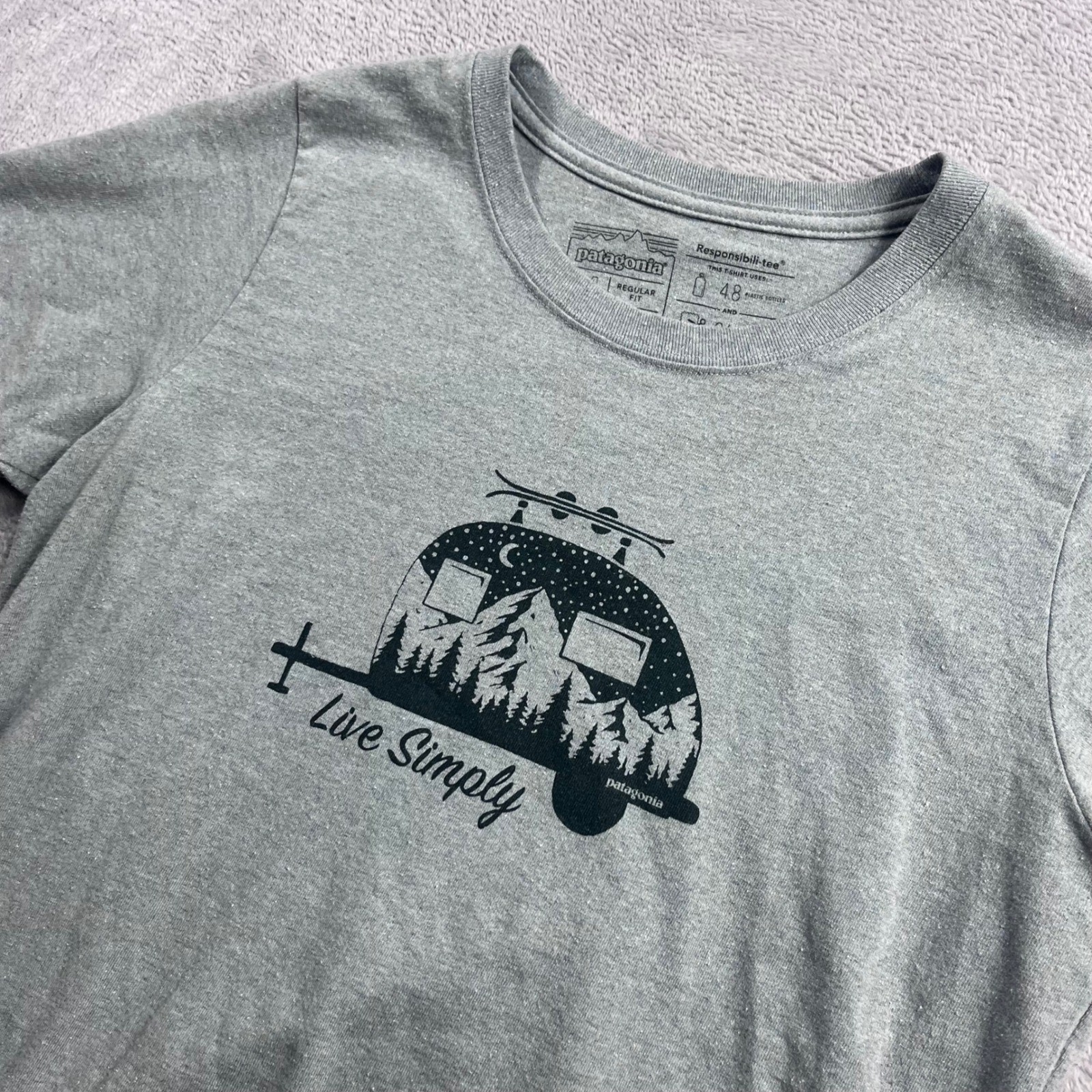 Patagonia Mens Responsibili-Tee Live Simply Camper Graphic T-Shirt Grey M gallery