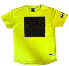 CR-24 Bordo Cromato Beast Embossed Neon Yellow Designer Mens Shirt XL Tiger