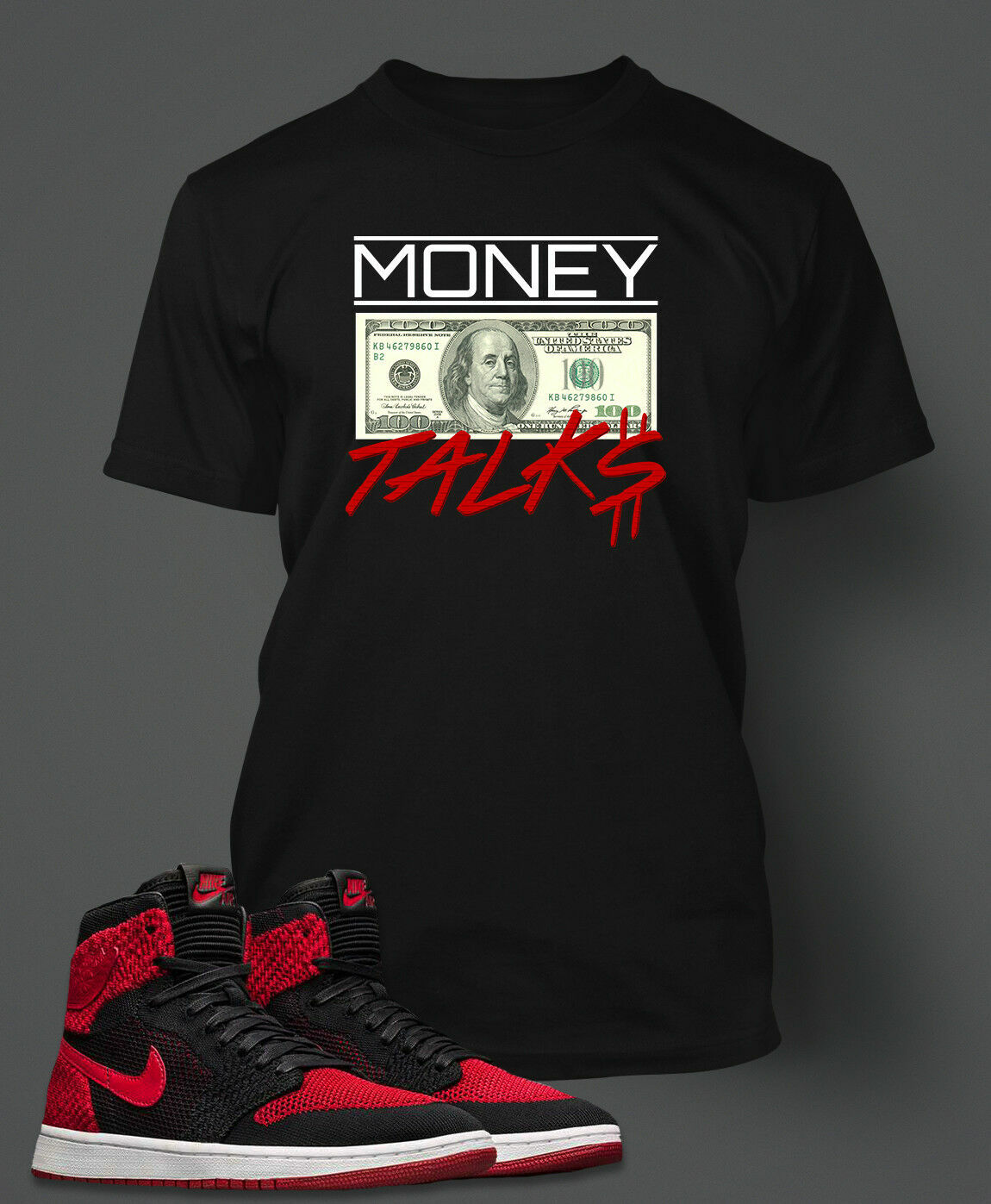 Mens's Graphic Sneaker Tee Shirt To Match J1 Flynit Money Talks Big Tall Small T gallery