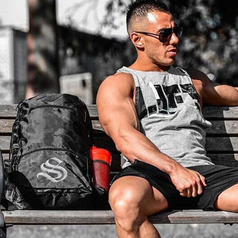 Men Workout Tank Top Sleeveless Gym Shirts Bodybuilding Fitness Muscle Tee Shirt gallery
