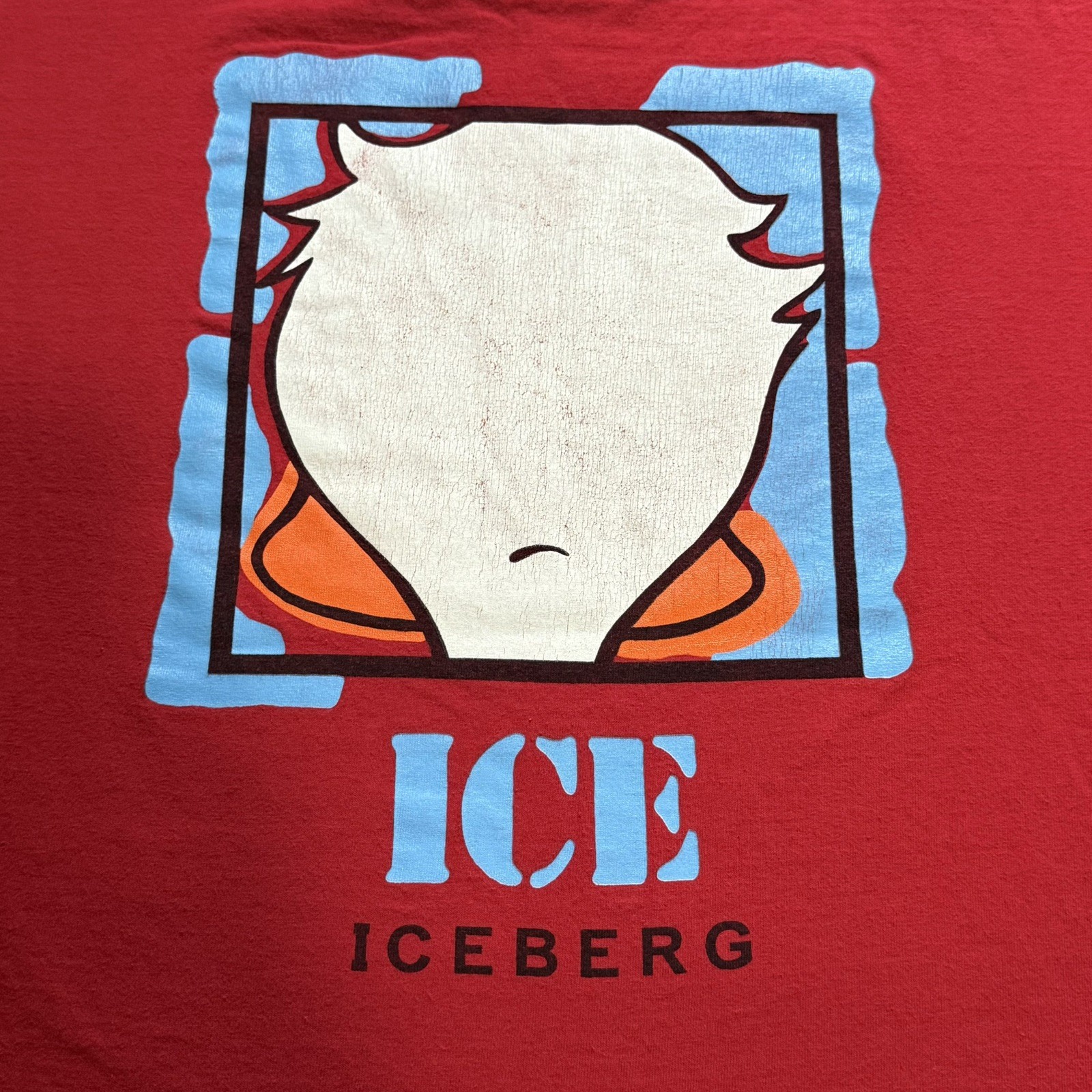 Vintage Iceberg Jeans Red Long Sleeve T Shirt Double Sided Donald Duck Rap RARE gallery