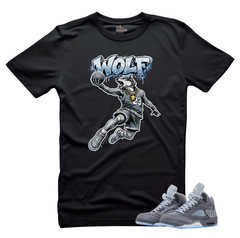 Jordan 5 Wolf Grey Sneaker Match Shirts – The Wolf Unisex Black Matching Tees