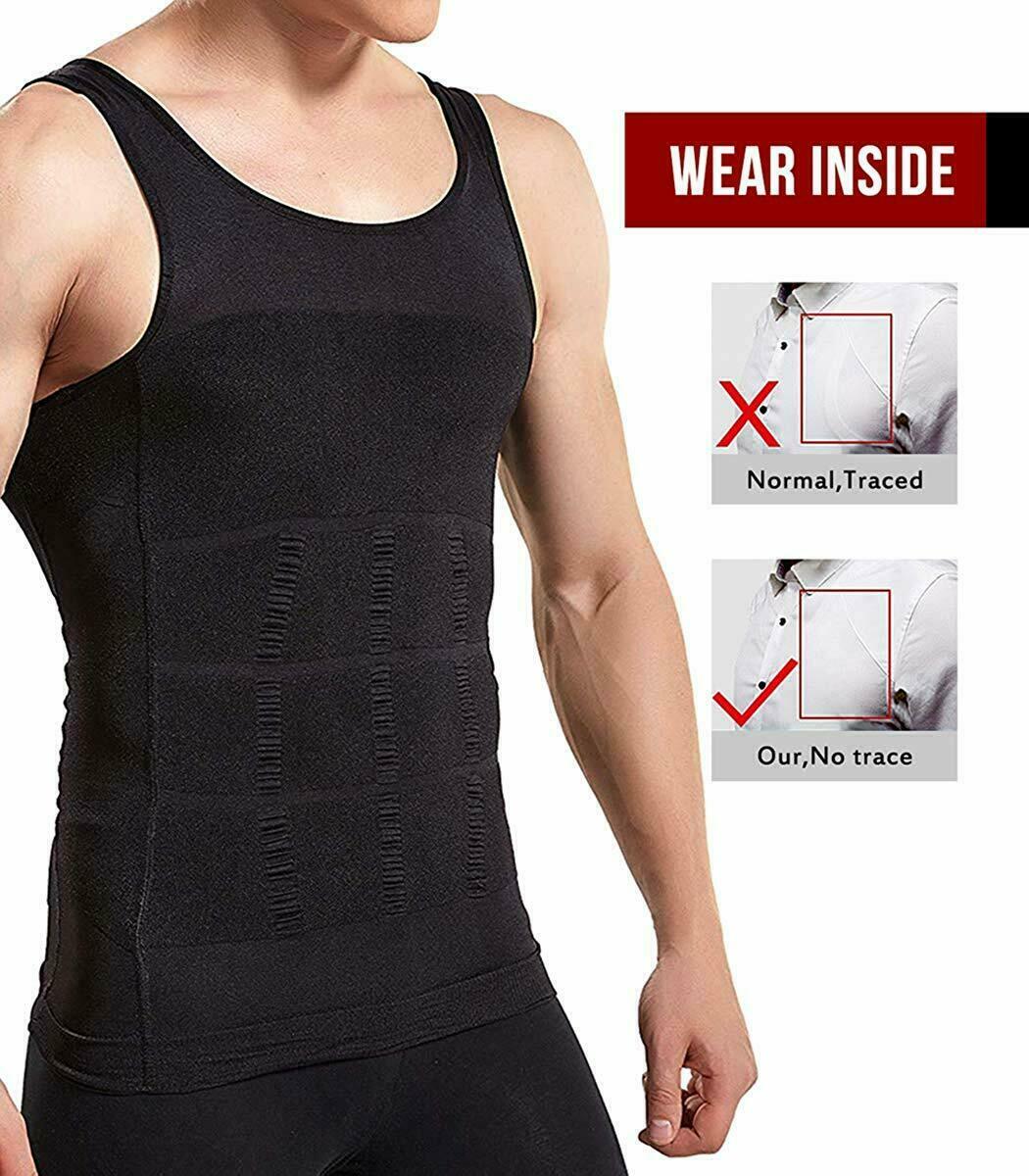 Mens Compression Shirts Slimming Body Shaper Vest Tight Tank Top Tummy Control gallery