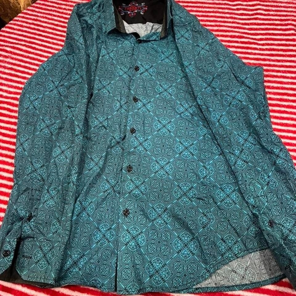 Blue and black long sleeve button up shirt MOY FERRETI SL&JH size XX. SKU892L gallery