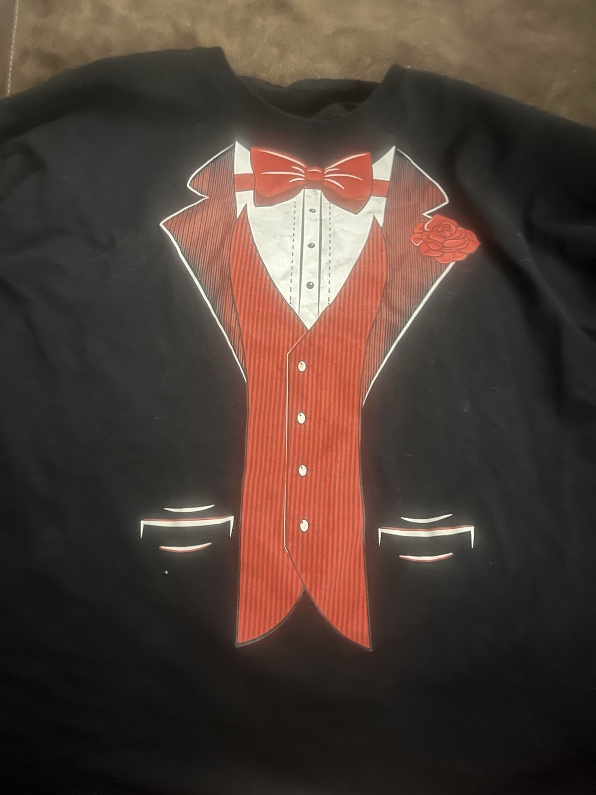 Tuxedo Print Men’s Tshirt Black Size 2XL Gildan Pre-owned