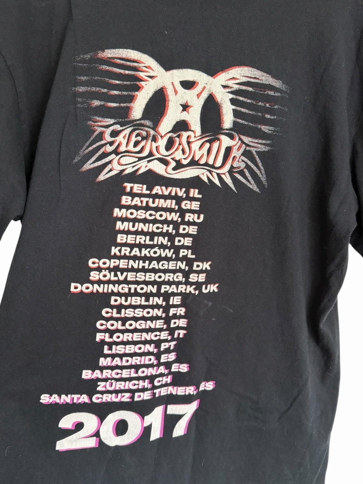 Aerosmith Tour T Shirt Band Tee Graphic Front Back European 2017 Black Size L gallery