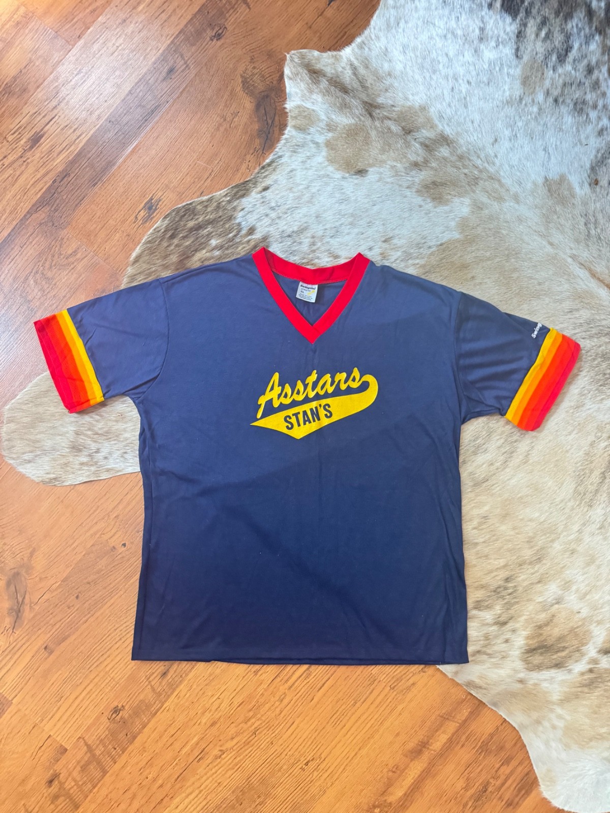 1970s 80s vintage swingster multi colored sports jersey great condition size XL