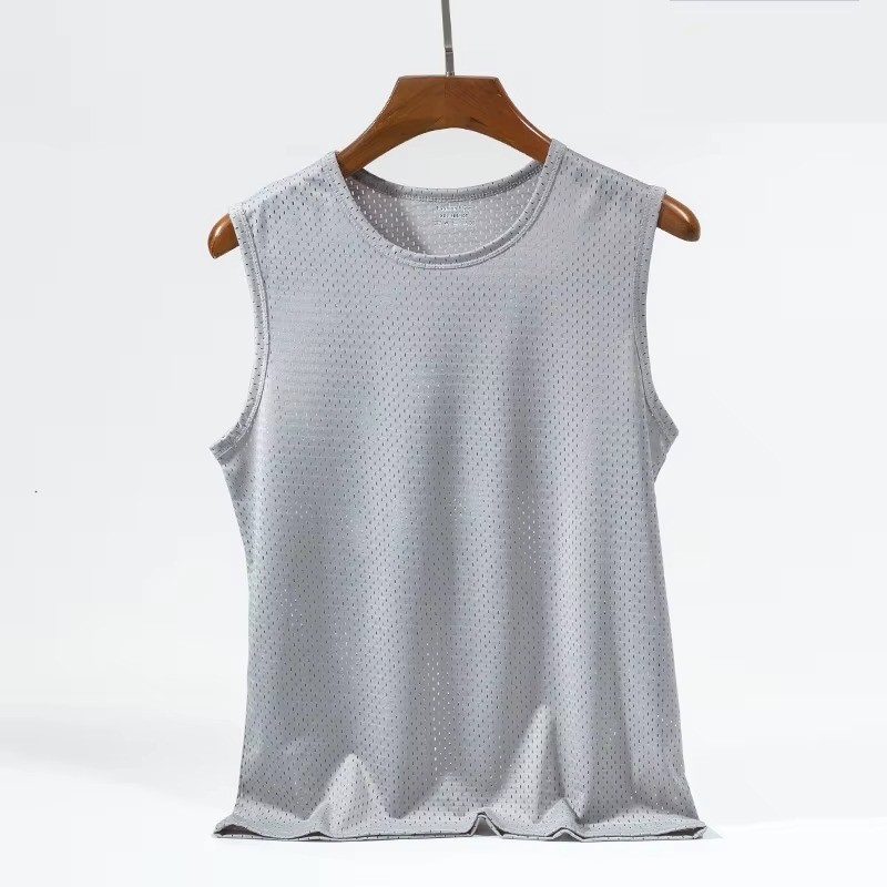 Men’s Ice Silk Mesh Tank Top – Breathable Gym Stringer Vest gallery