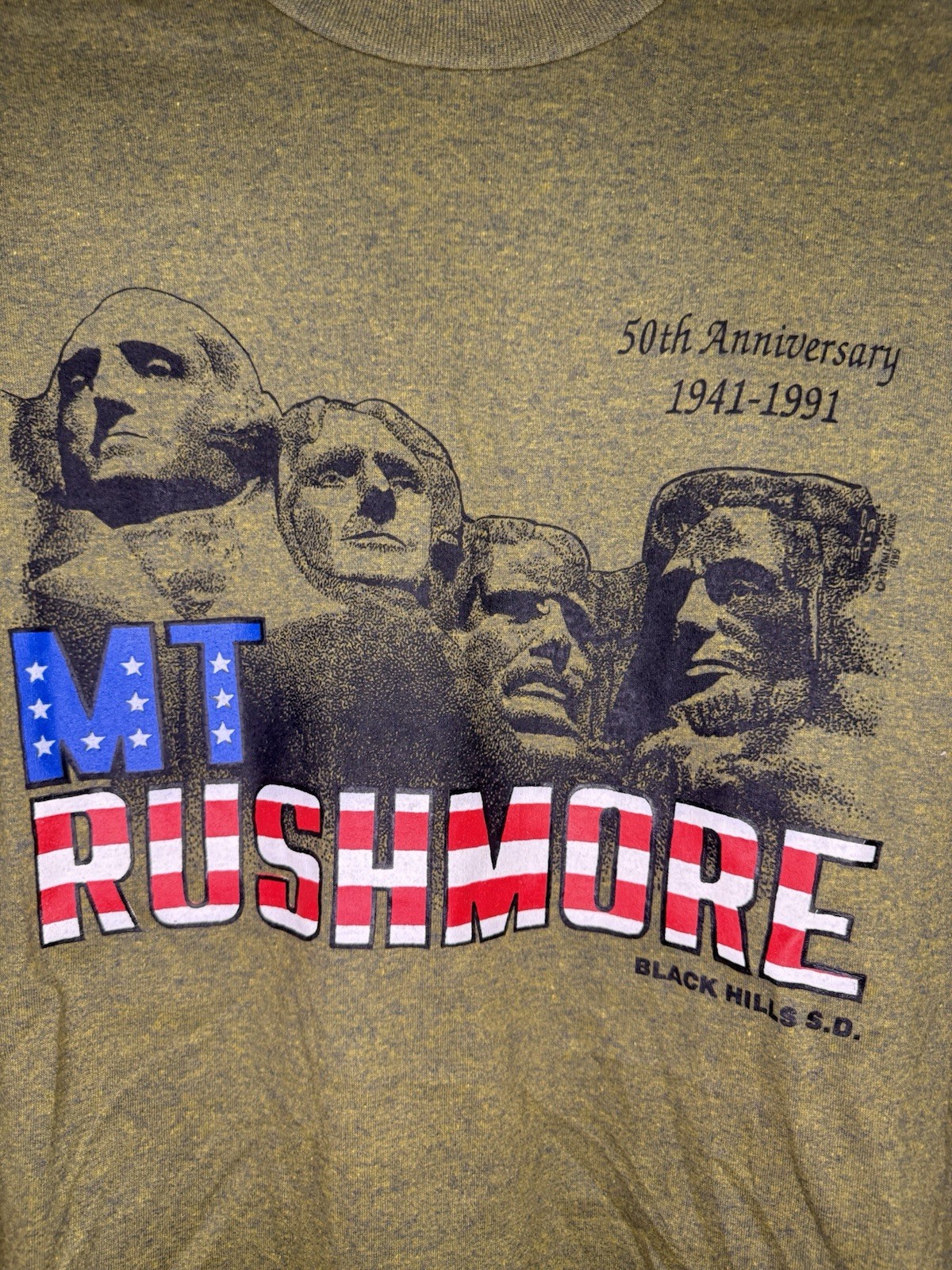 Vintage Mount Rushmore T Shirt 50th Anniversary Teejays Green Single Stitch XL gallery