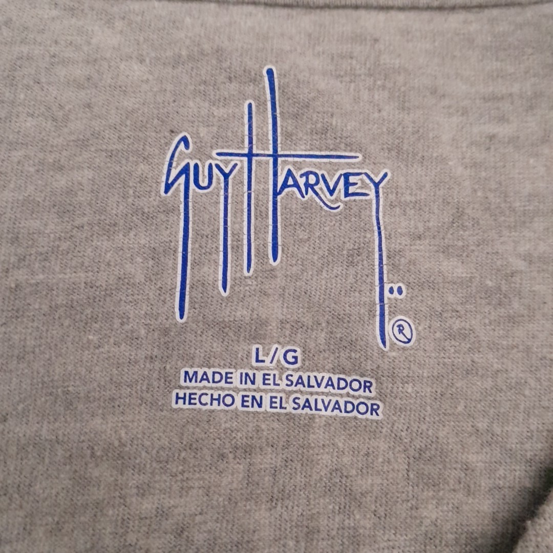 Guy Harvey T Shirt Mens L Gray Pocket Marlin Flag American Classic Fishing Art gallery