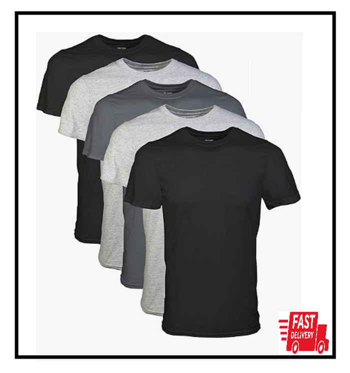 Gildan Men's Crew T-Shirts Multipack Style G1100 Assorted Black 5-Pack, X-Large gallery
