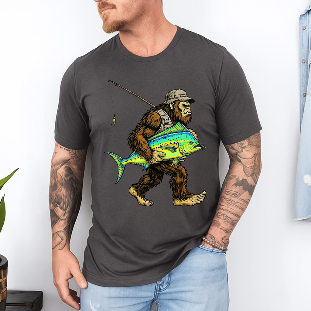 Mahi-Mahi Bigfoot Fisherman Saltwater Fishing Sasquatch Performance T-Shirt gallery