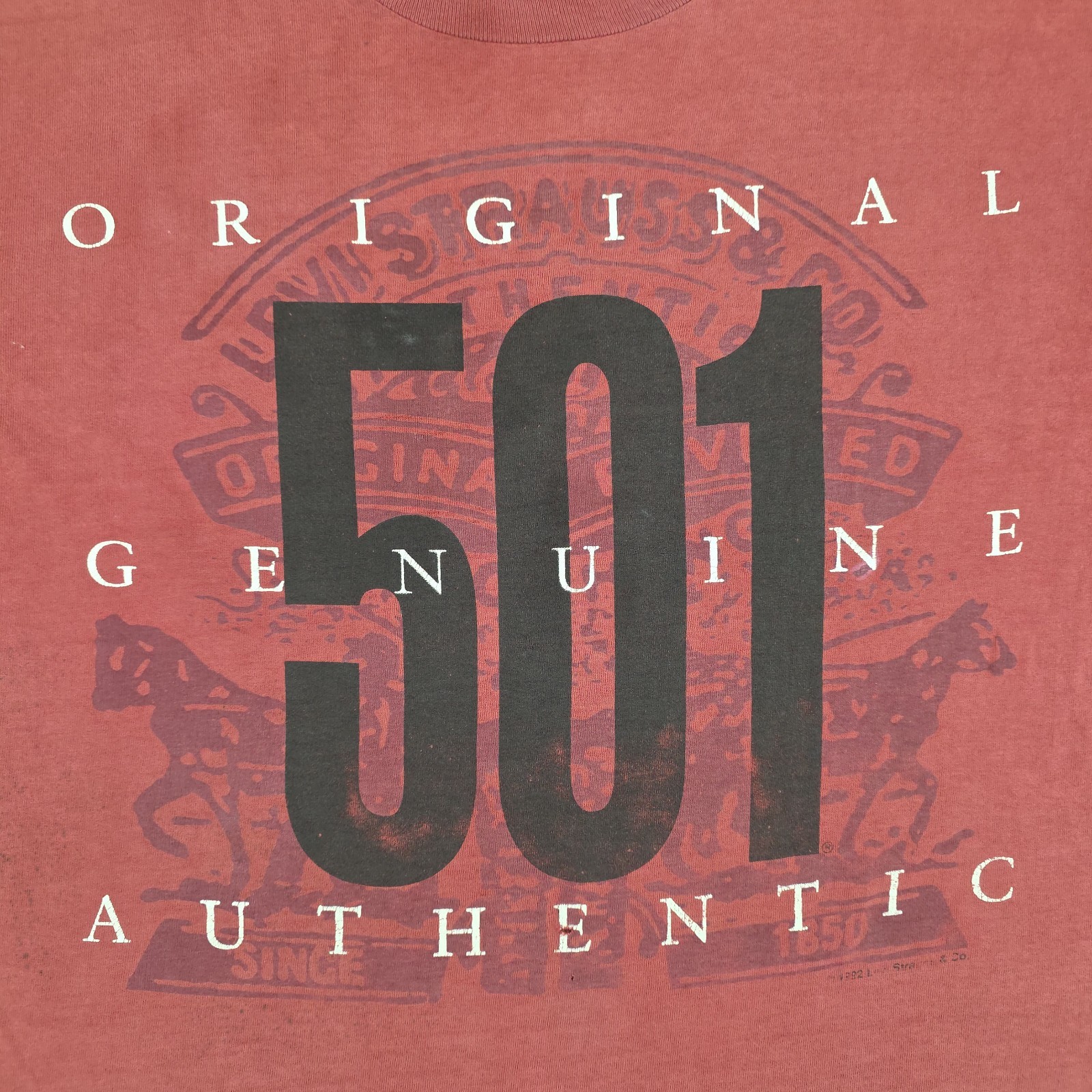 Vintage Levi’s 501 Shirt Mens XL Red Spellout Single Stitch Spellout Distressed gallery
