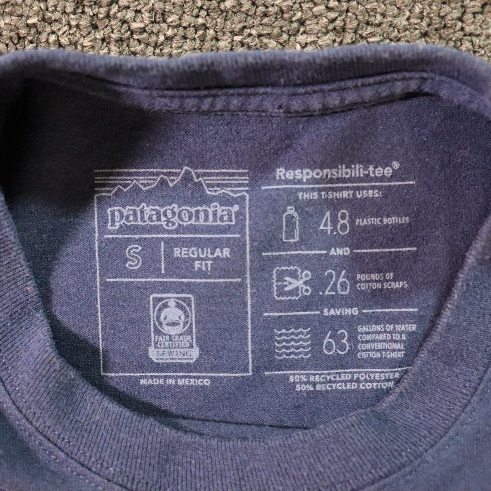 Patagonia Mens Small Blue T Shirt Responsibil-tee Outdoors Retro Hiking Mountain gallery