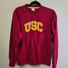 USC Trojans Long Sleeve Tee Red Applique Logo Collegiate NCAA Men’s Large