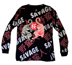 Launder Bailey Apparel T-Shirt Savage Tigers Oriental Graphic Long Sleeve Sz XL
