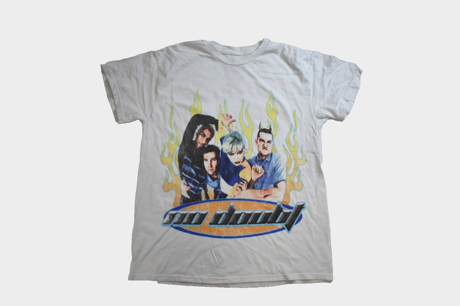 No Doubt Mens Summer 2000 Distressed Graphic (2024 Print) White Shirt New Small gallery