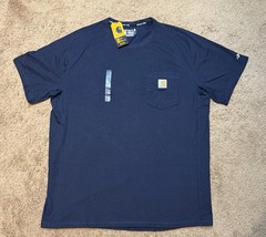 NWT Carhartt Men’s Navy Blue Large Loose Fit Short Sleeve Shirt With Pocket – B